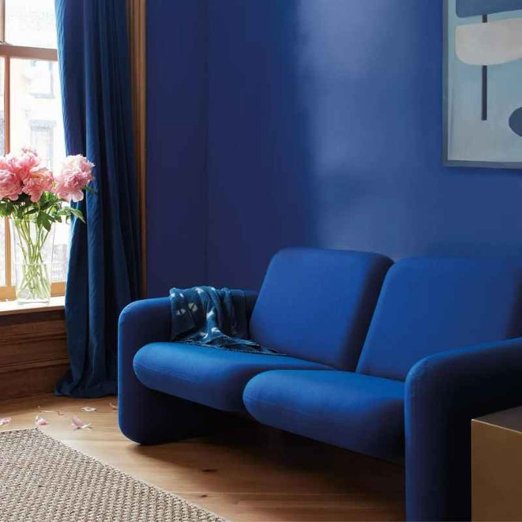 Benjamin Moore Starry Night Blue in a Living Room.
